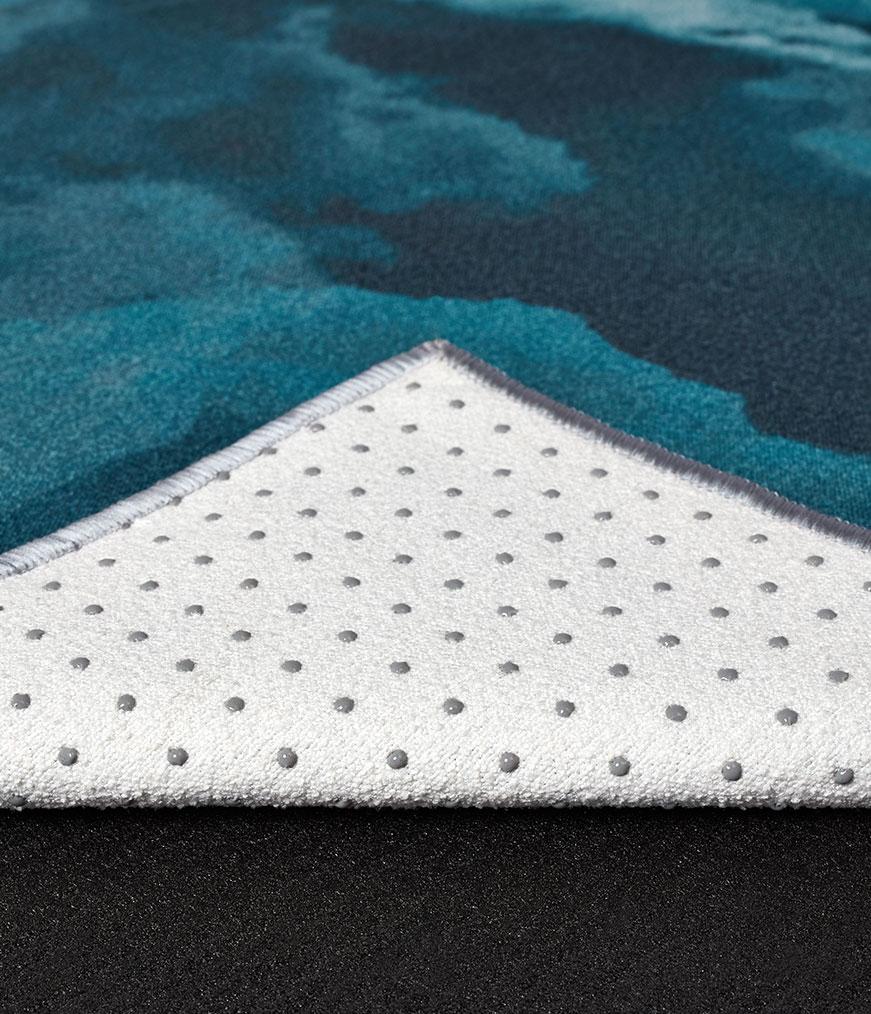 Manduka Yogitoes Mat Towel - Lunar - corner folded over showing underside | Manduka NZ