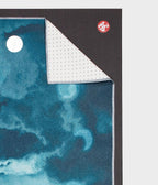 Manduka Yogitoes Mat Towel - Lunar - lying flat, corner folded over | Manduka NZ