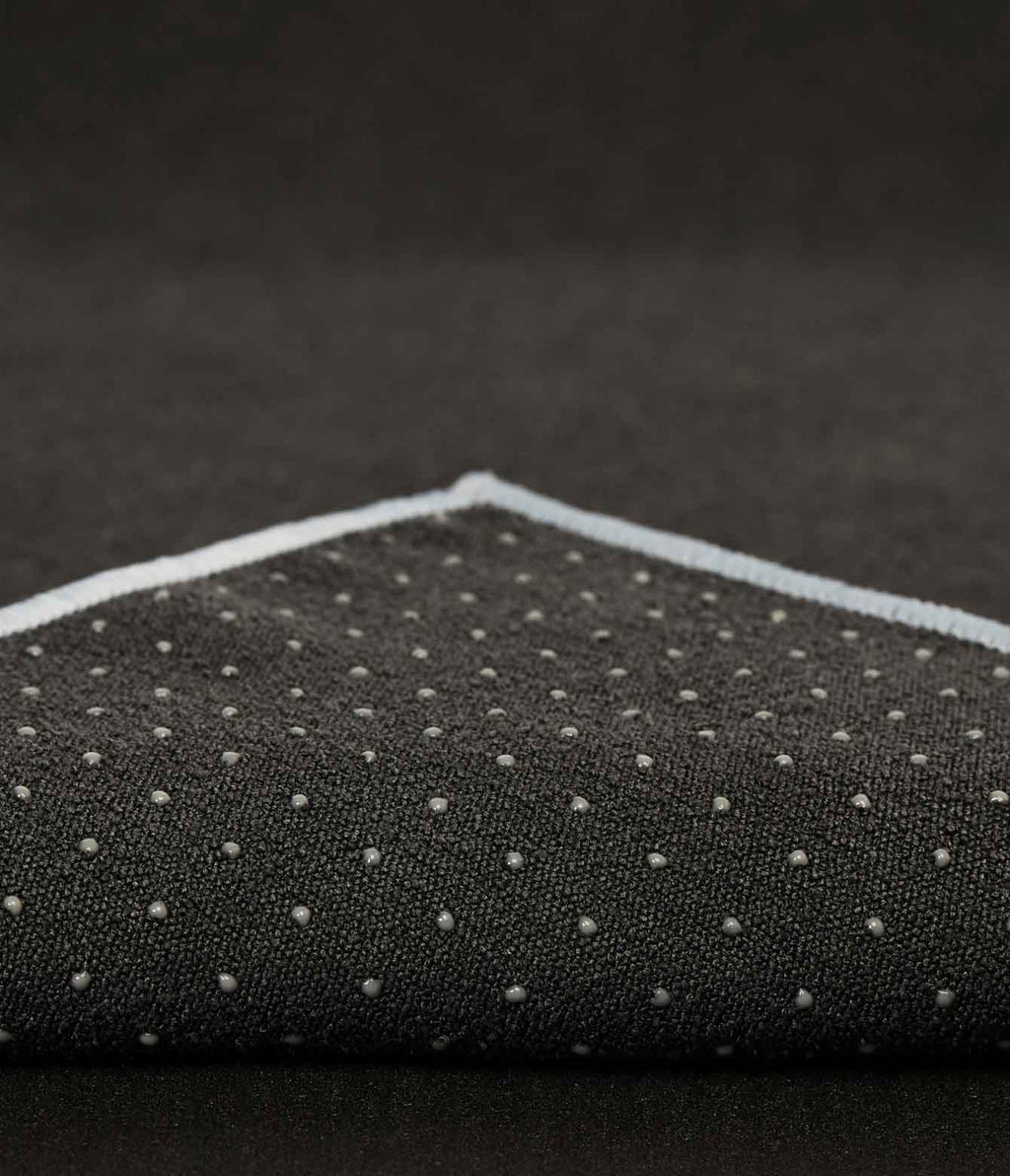 Manduka Yogitoes Mat Towel - Grey - corner folded over showing underside | Manduka NZ