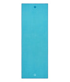 Manduka Yogitoes Mat Towel - Turquoise - lying flat | Manduka NZ